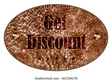 Leather Tag - Get Discount - vector illustration 