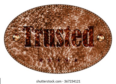 Leather Tag - Trusted - vector illustration