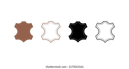 Leather tag, vector animal skin clothing set. Craft clothes emblem.