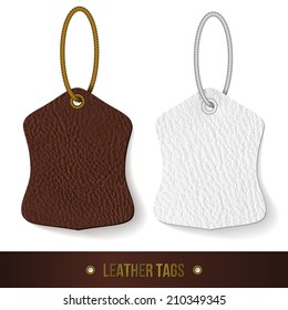 Leather tags set. Vector illustration. 