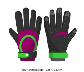 Leder- oder Textilhandschuhe für Wintersportarten. Einziger Outdoor-Outdoor-Outdoor-Outdoor-Outdoor-Einsatz. Kleidung und Accessoires für Männer und Frauen. Vektorgrafik im Flachstil