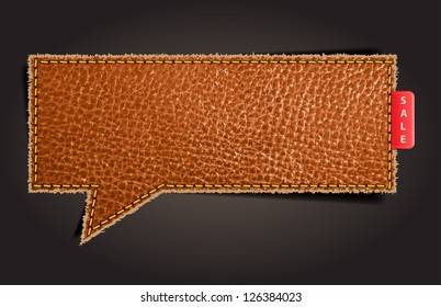 Leather texture background on retro style speech bubbles, Vector Illustration