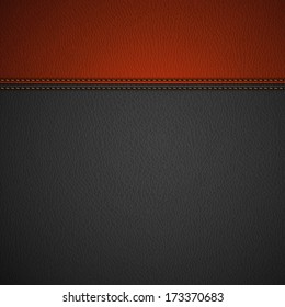 Leather Texture Background with Stitched Red Stripe - eps10 - Shutterstock ID 173370683