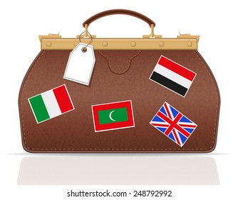 leather valise travel with constipation vector illustration isolated on white background