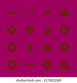 leather vector icons set. with rugby ball, men shoes, purse and handbag in set