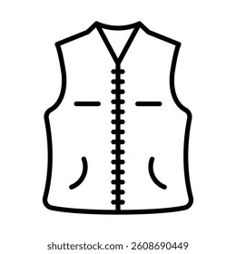 Leather Vest Vector Line Icon Design