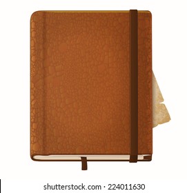 Leather Vintage Note Book. Vector. Eps 10.