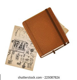 Leather vintage note book. Vector. Eps 10.