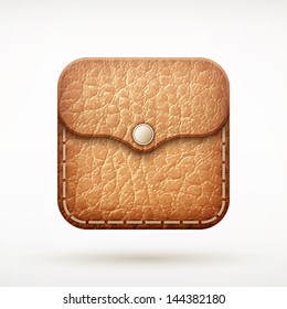 leather wallet app icon on rounded corner square eps10 vector illustration