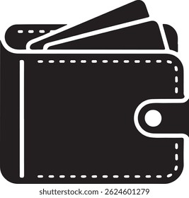 Leather wallet with card and money dollar silhouette vector flat illustration design on white background.