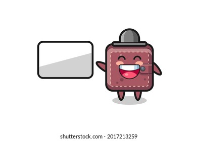 leather wallet cartoon illustration doing a presentation