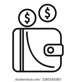 Leather wallet coins icon outline vector. Sign card. Wallet safe moolah