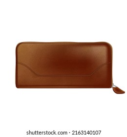 Leather Wallet Female Woman Purse. Card Hand Bag. Pocket Wallet Vector, Illustration, 3d, Realistic, Realism