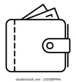 Leather wallet icon. Outline leather wallet vector icon for web design isolated on white background
