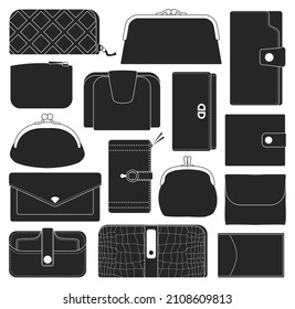 Leather wallet isolated black set icon. Vector illustration purse on white background.Black vector set icon leather wallet .