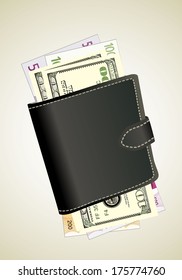  leather wallet with money 