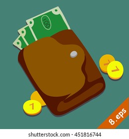 Leather wallet with money