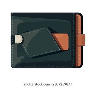 leather wallet on white backdrop icon isolated
