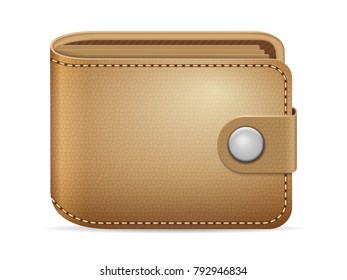 Leather wallet on a white background.