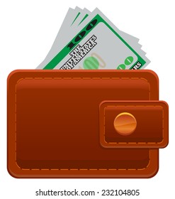 Leather wallet with US dollar vector