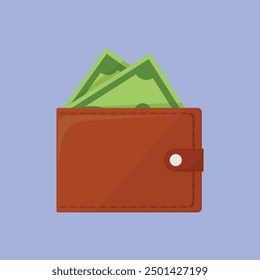 Leather wallet vector icon. Money wallet vector illustration. leather dollar wallet