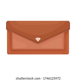Icono del vector de la cartera de cuero.Icono del vector de dibujos animados aislado en la cartera de cuero de fondo blanco.