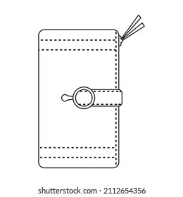Icono del vector de la cartera de cuero.Icono del vector de contorno aislado en la cartera de cuero de fondo blanco.
