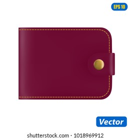 Leather wallet in vector on a white background.Men's wallet vector illustration.