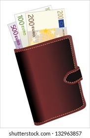 Leather wallets with money isolated on white background