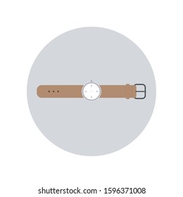 Leather watch on gray background, Wristwatch vector.