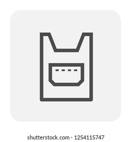 Leather welding apron icon. Also called fire resistant clothing or blacksmith apron. That cover front of body to protect and shields welder or blacksmith from heat, fire, burn and radiation in work.