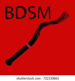 Leather whip isolated on red,vector illustration