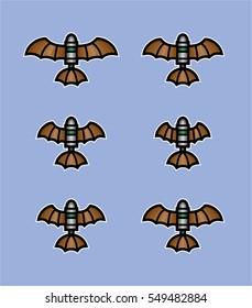 Leather Wings Aircraft. Animation Sprite Sheet for Flash Game. 