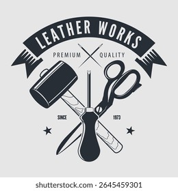 Plantilla de diseño de logotipo de obras de cuero. Ilustración vectorial