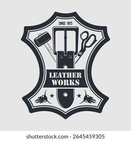 Leather works logo design template. Vector illustration