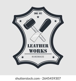 Leather works logo design template. Vector illustration