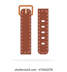 Leather worm strap for watches vector flat material design isolated on white