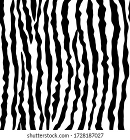 Leather Zebra, pattern of stripes. Animal prints, black and white detailed textures. Monochrome seamless background. Vector illustration