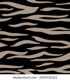 Vetor de zebra de couro. Padrão Animal Africano. Plano de Fundo Listrado em Preto e Branco. Impressão original em zebra. Design de linhas de traçados de pincel ondulado. Impressão em preto e branco com zebra. Safari Ornate Texture.