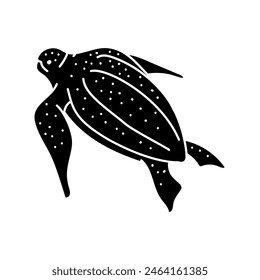 Leatherback sea turtle black hand drawn icon