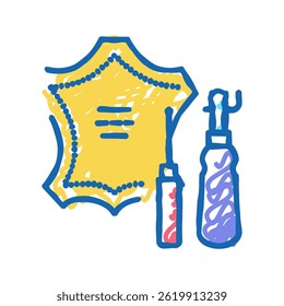 leatherworking material doodle icon sketch vector. leatherworking material sign. isolated symbol illustration