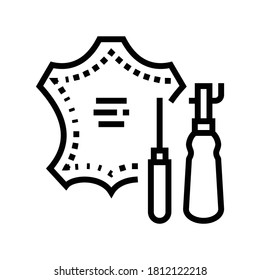 leatherworking material line icon vector. leatherworking material sign. isolated contour symbol black illustration