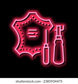 leatherworking material neon light sign vector. leatherworking material illustration