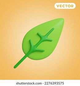 leave 3D vector icon set, on a orange background