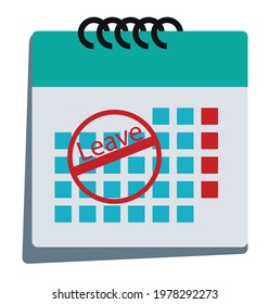 Leave Calendar vector illustration marked in red