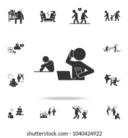 leave children unattended due to employment icon. Detailed set of illustration bad family icons. Premium quality graphic design. One of the collection icons for websites on white background