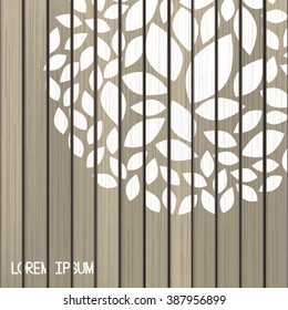 leave in circle on wood vector illustration