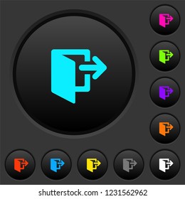 Leave dark push buttons with vivid color icons on dark grey background