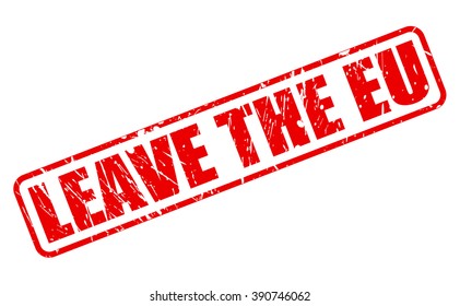 LEAVE THE EU red stamp text on white