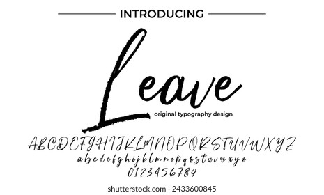 Deja fuente Pincel elegante pintado en mayúsculas letras vectoriales, alfabeto, tipo de letra